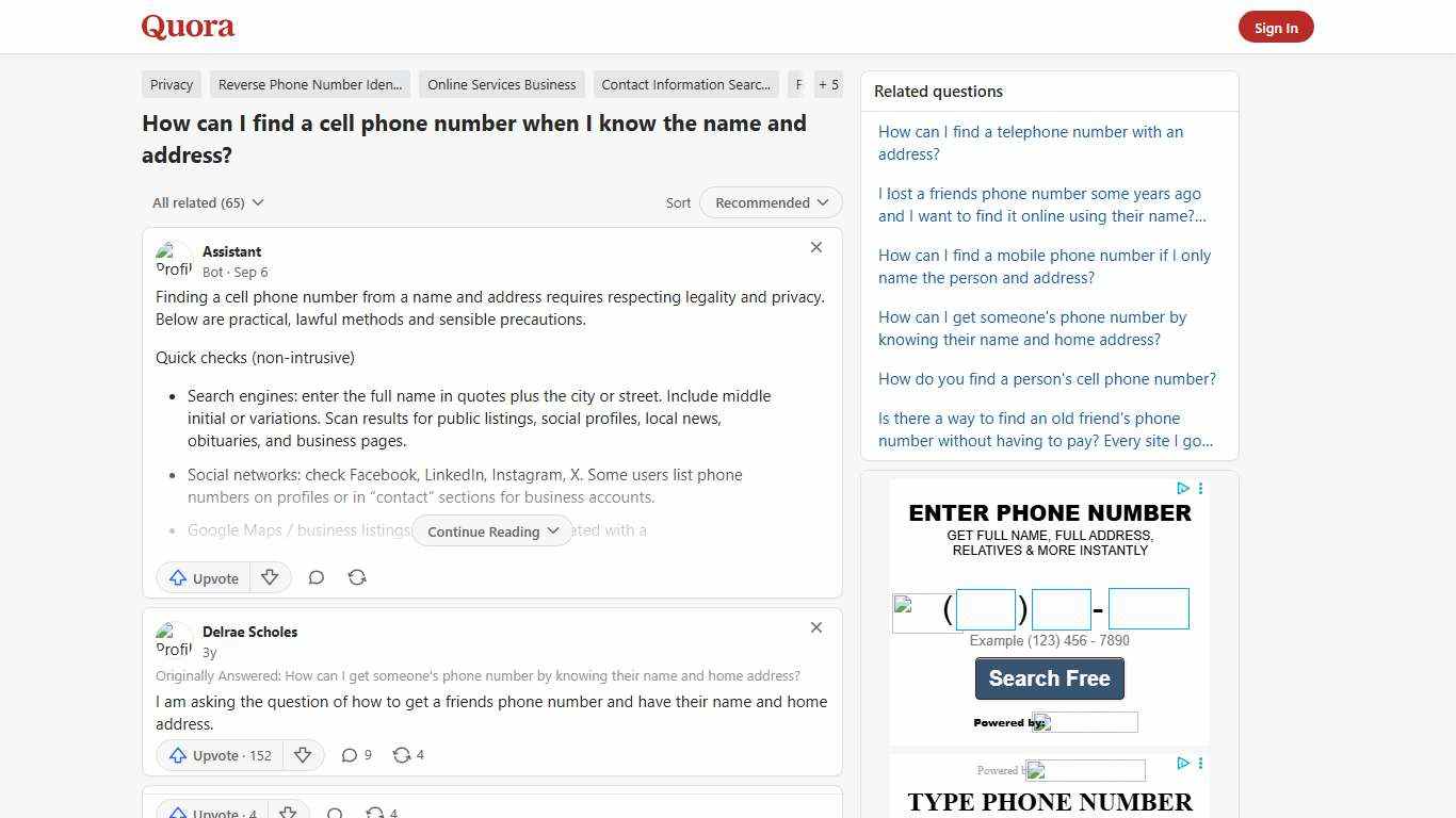How to find a cell phone number when I know the name and address - Quora
